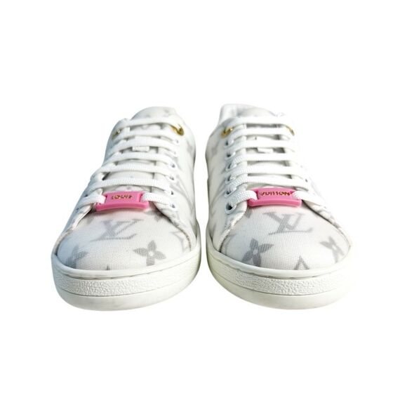 LOUIS VUITTON Frontrow Pink Monogram Sneakers Size 37 US 7 Lace Up LV Logo Low - Picture 4 of 12